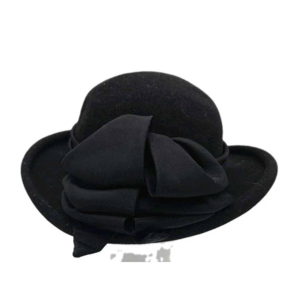Designed By Sylvia NY St. Louis Black Hat Doeskin Felt 100% Wool Vintage (USA)